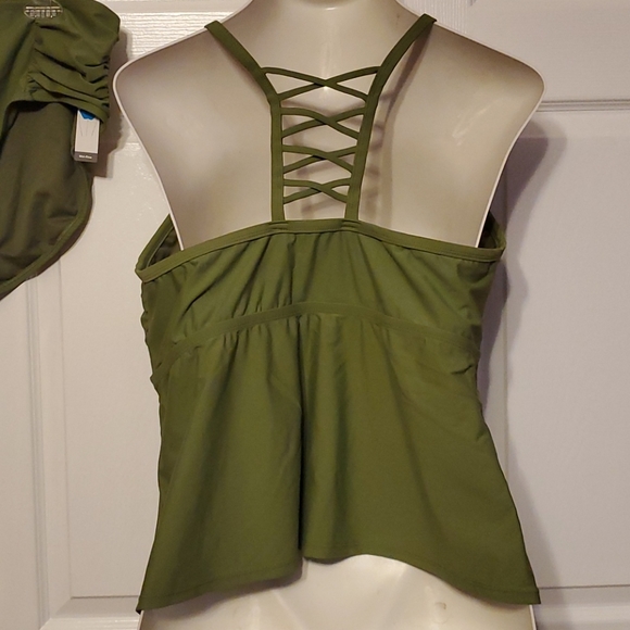 1X or 2X Green Caged pin up Tankini Bathing Swim Suit Plus size - Picture 6 of 7